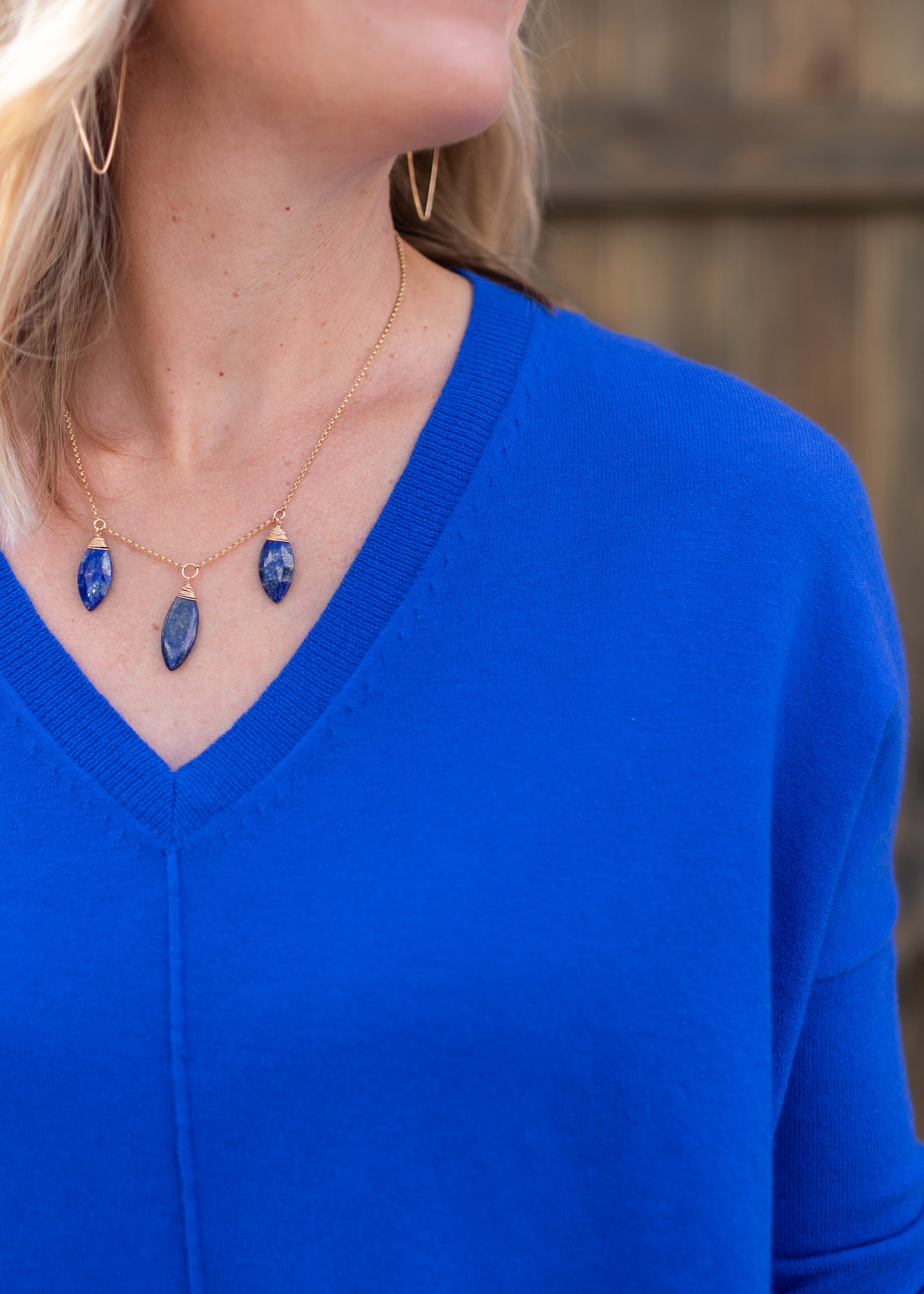 Wagner V-Neck Sweater in Sapphire | Kerisma