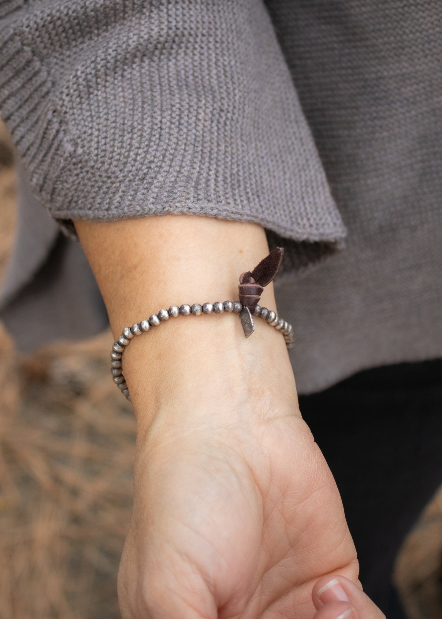 Silver Bead Bracelet with Stardust Bead
