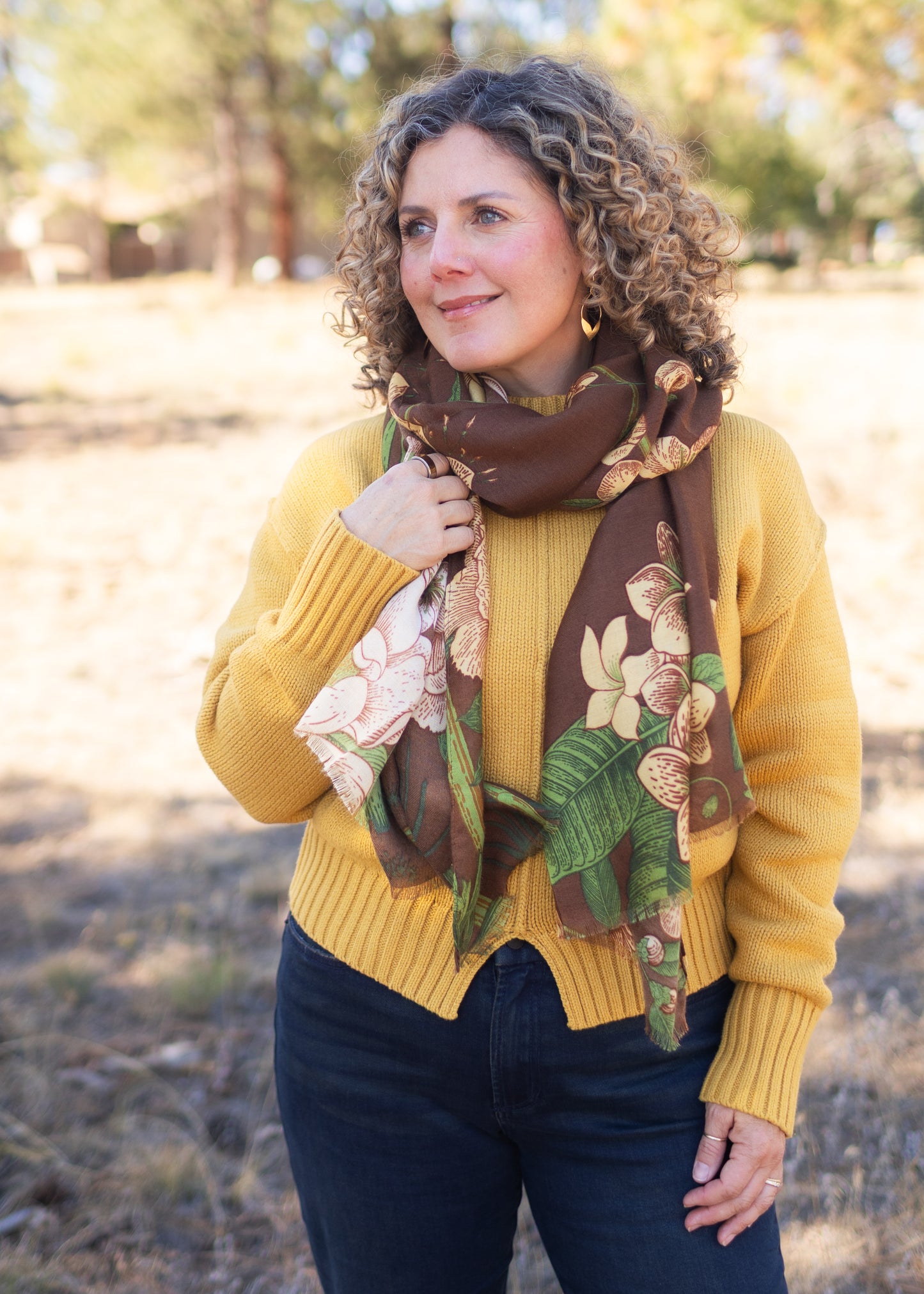 Climbing Florals Scarf in Walnut