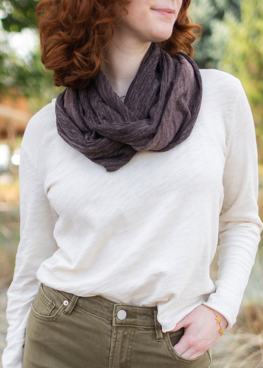 Jersey Knit Infinity Scarf in Brown