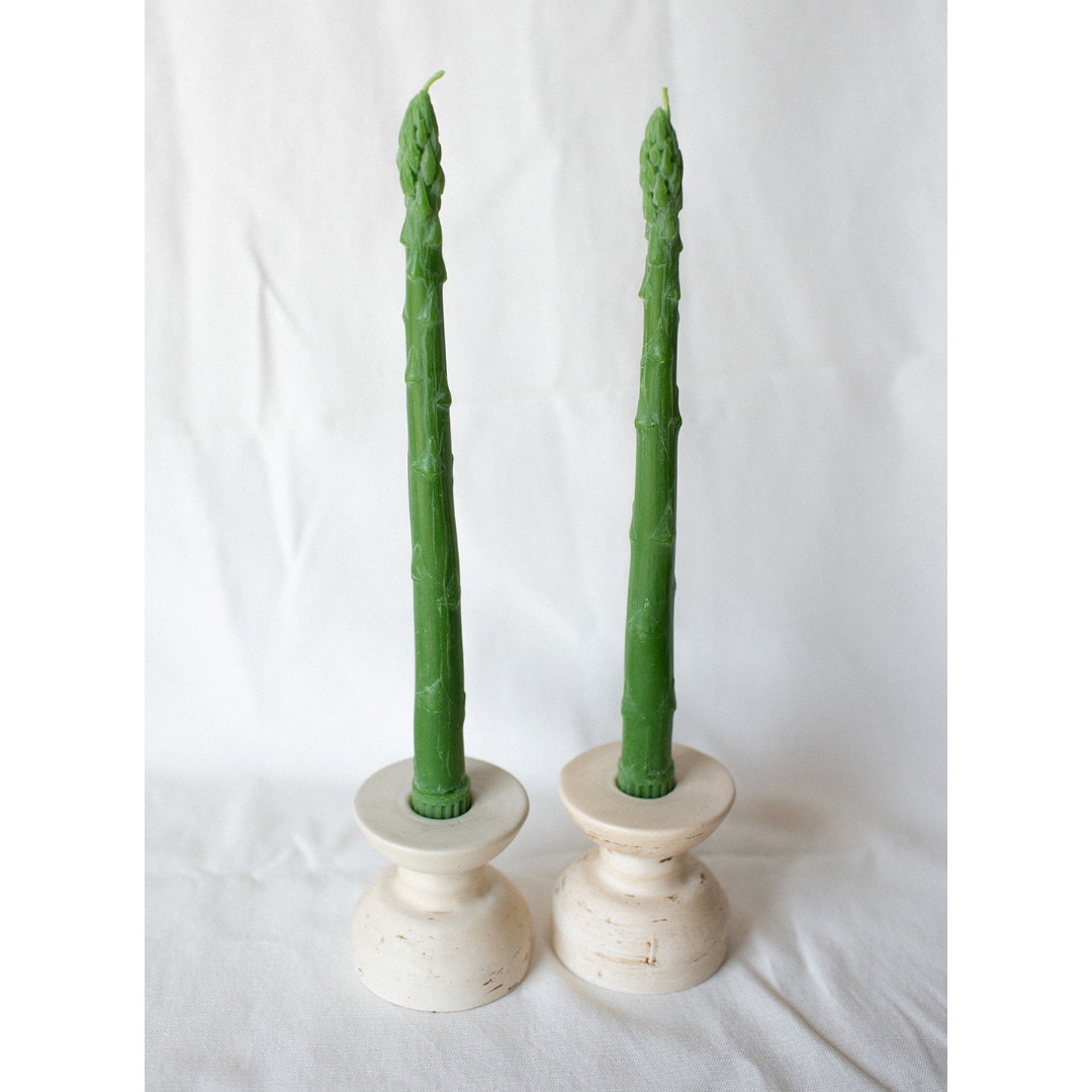 Asparagus Taper Candle Set of 2