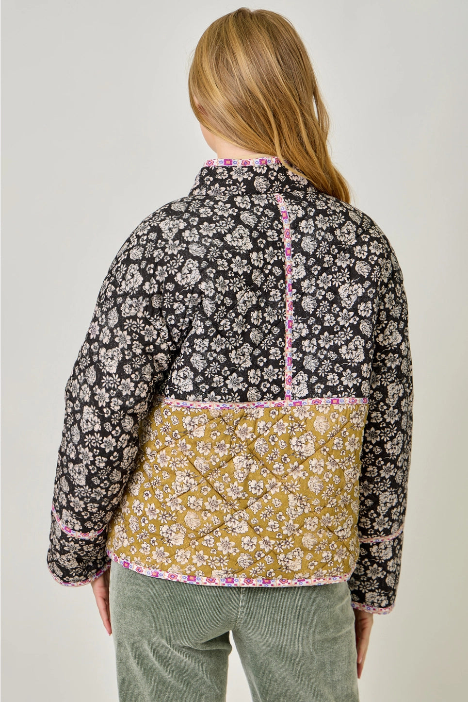 Mixed Print Quilted Jacket