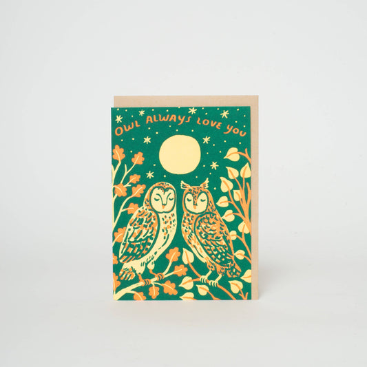 Owl Love Mini Letterpress Greeting Card