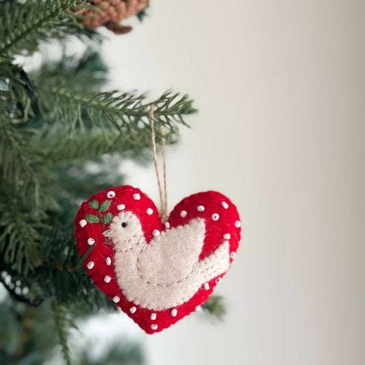Felt Mini Dove Heart Ornament