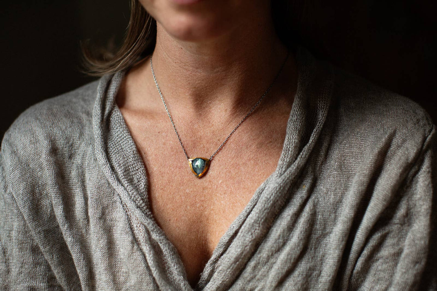 Triangle Labradorite Pendant Necklace | Austin Titus