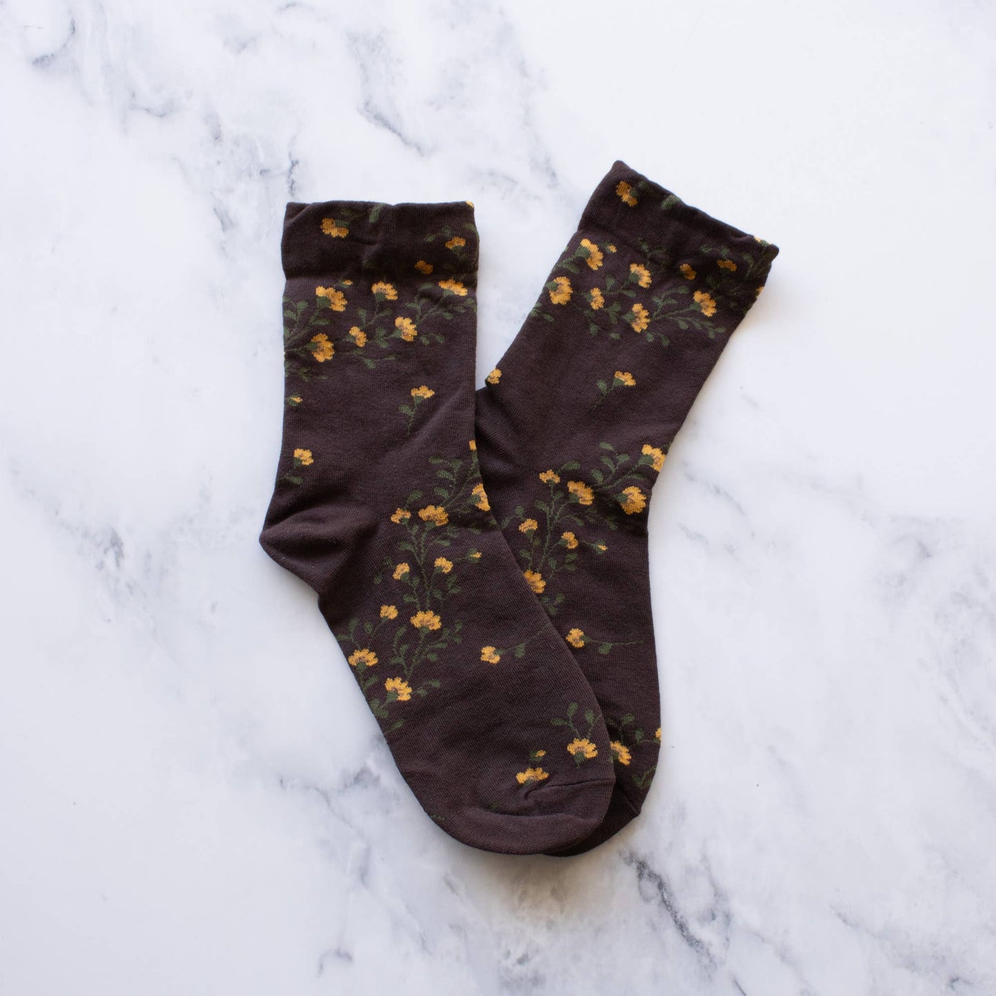 Dark Brown Vintage Floral Socks