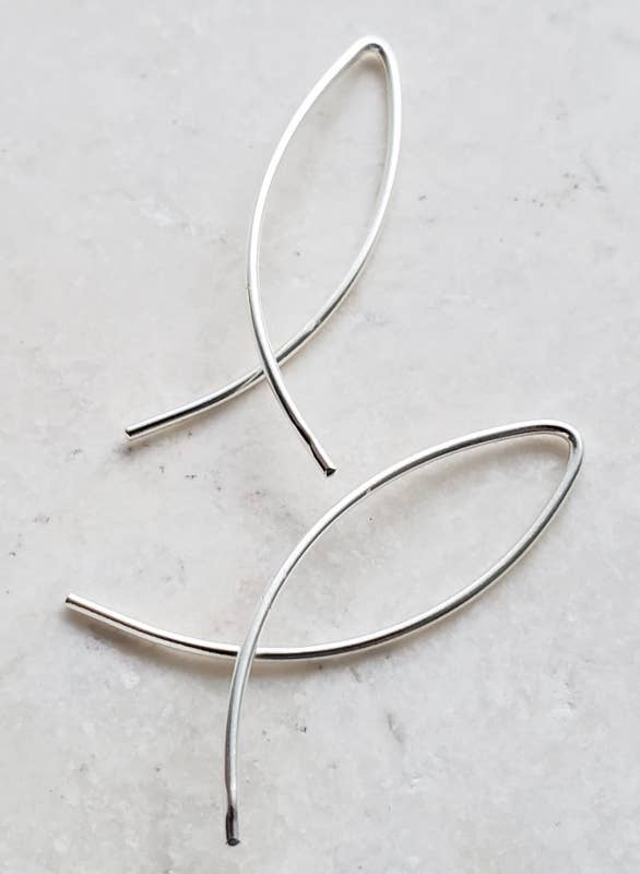 Silver Wishbone Hoop Earrings