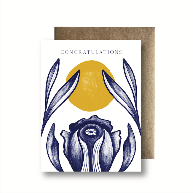 Congratulations Blue Flower Card