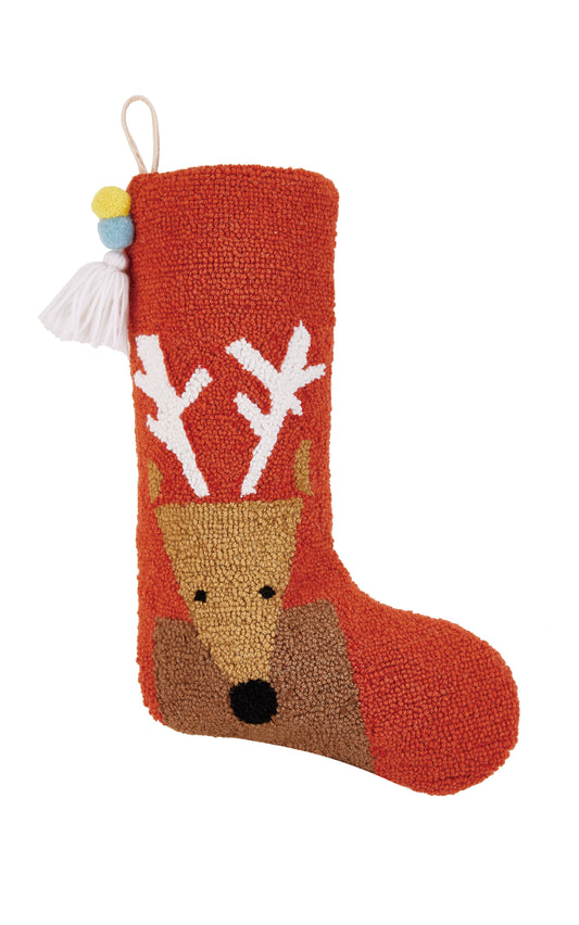 Reindeer Stocking With Pom Tassel