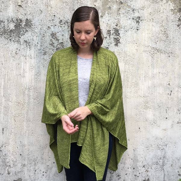 Heather Jersey Wrap in Olive