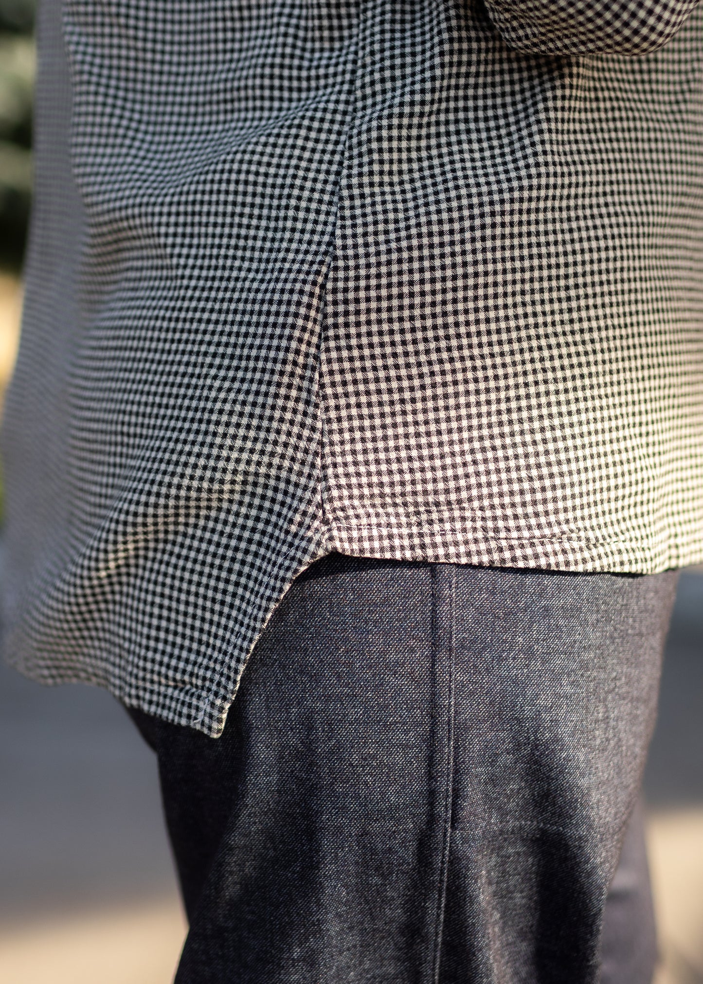 Mini Check Hi-Low Shirt in Moonbeam | Cut•Loose