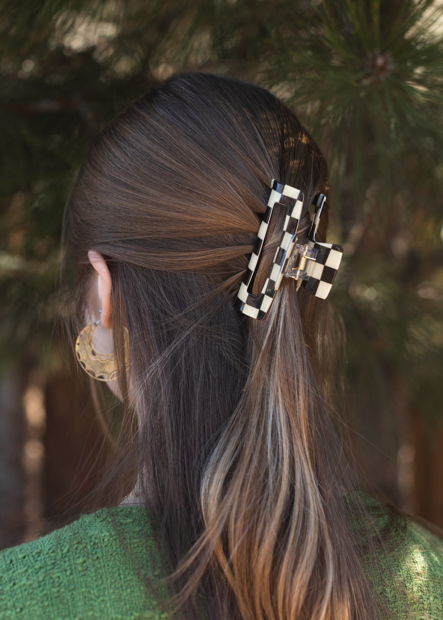 Black Check Classic Claw Clip