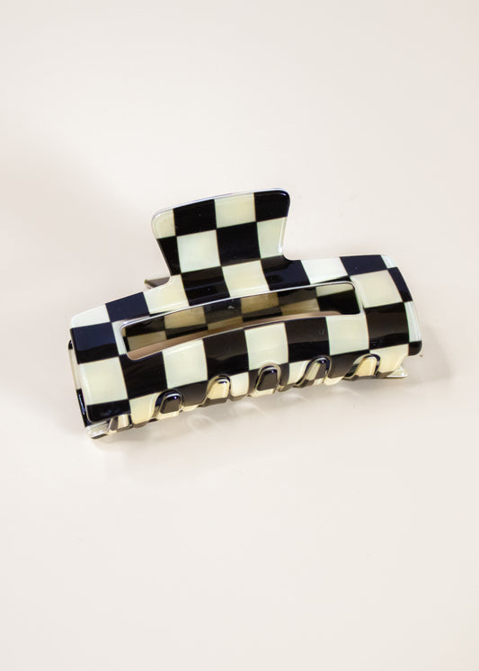 Black Check Classic Claw Clip