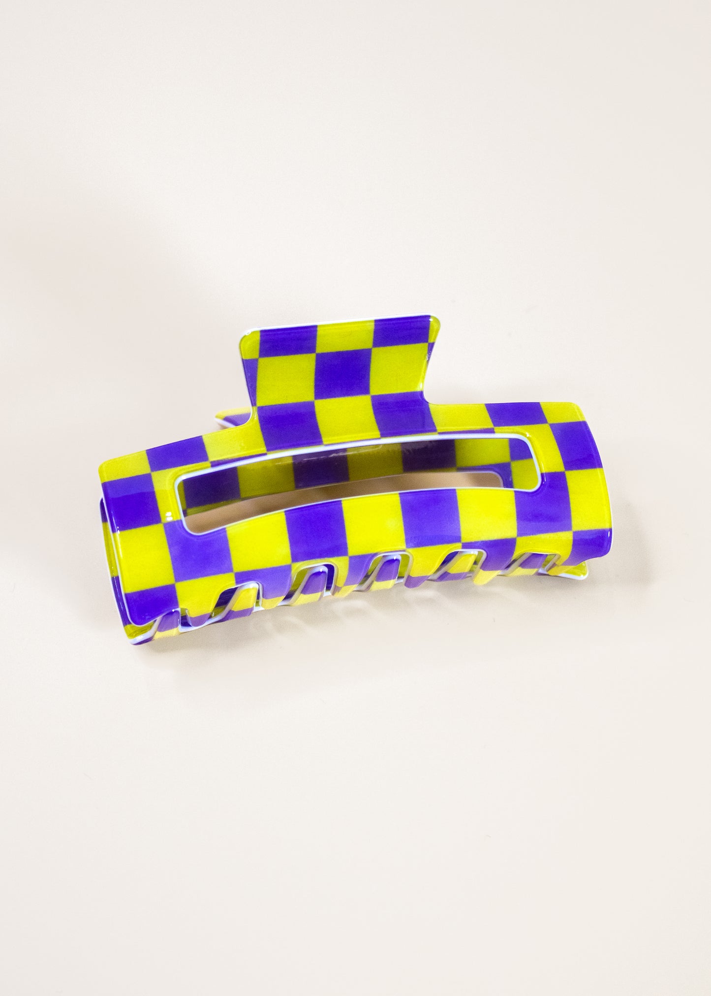Purple & Yellow Check Classic Claw Clip