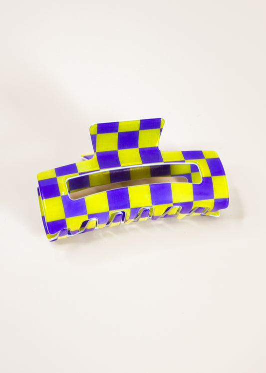Purple & Yellow Check Classic Claw Clip