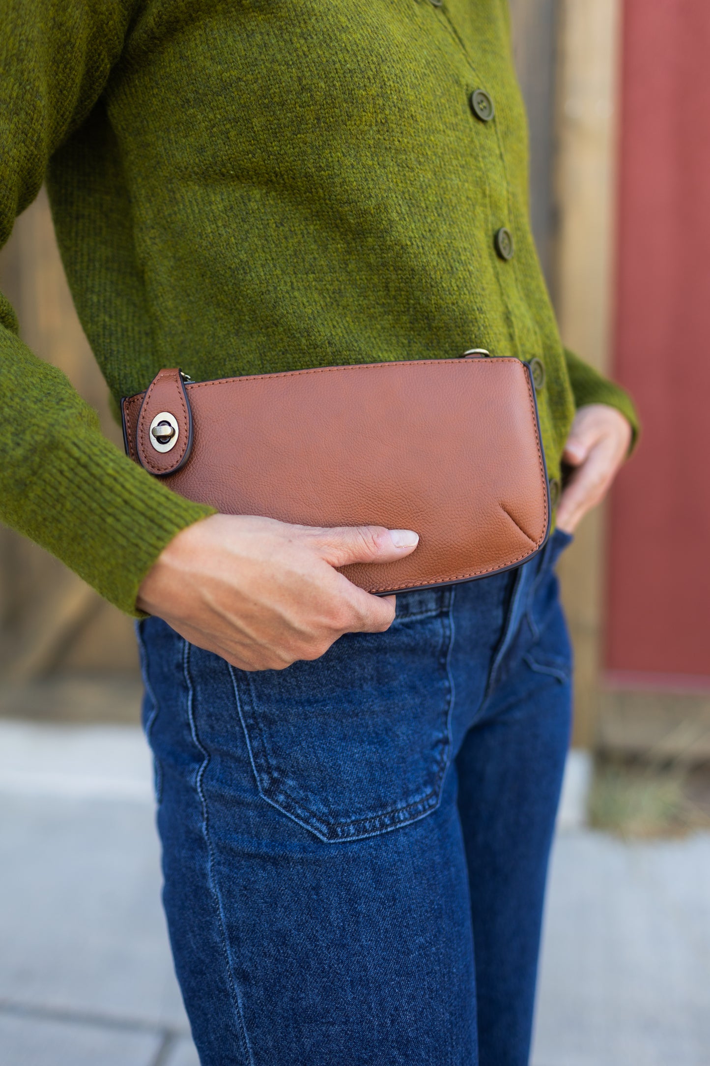 Mini Crossbody Wristlet Clutch in Maple
