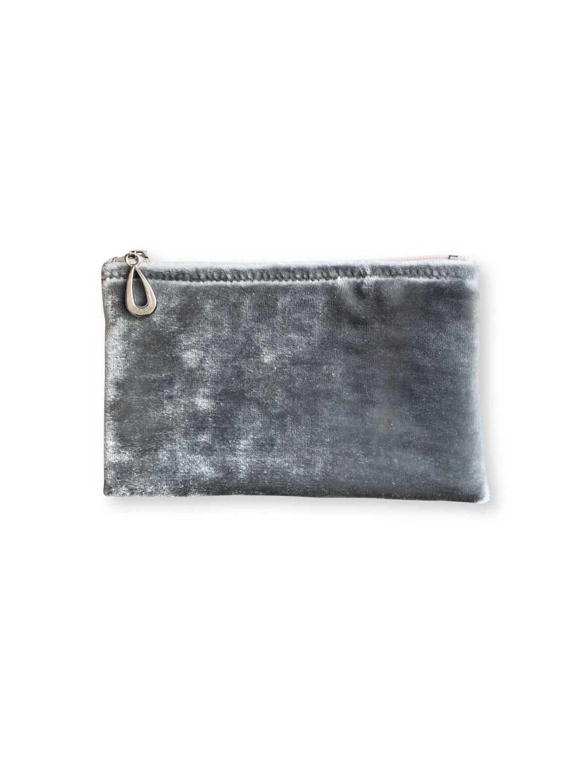 Silk Velvet Coin Purse in Silver
