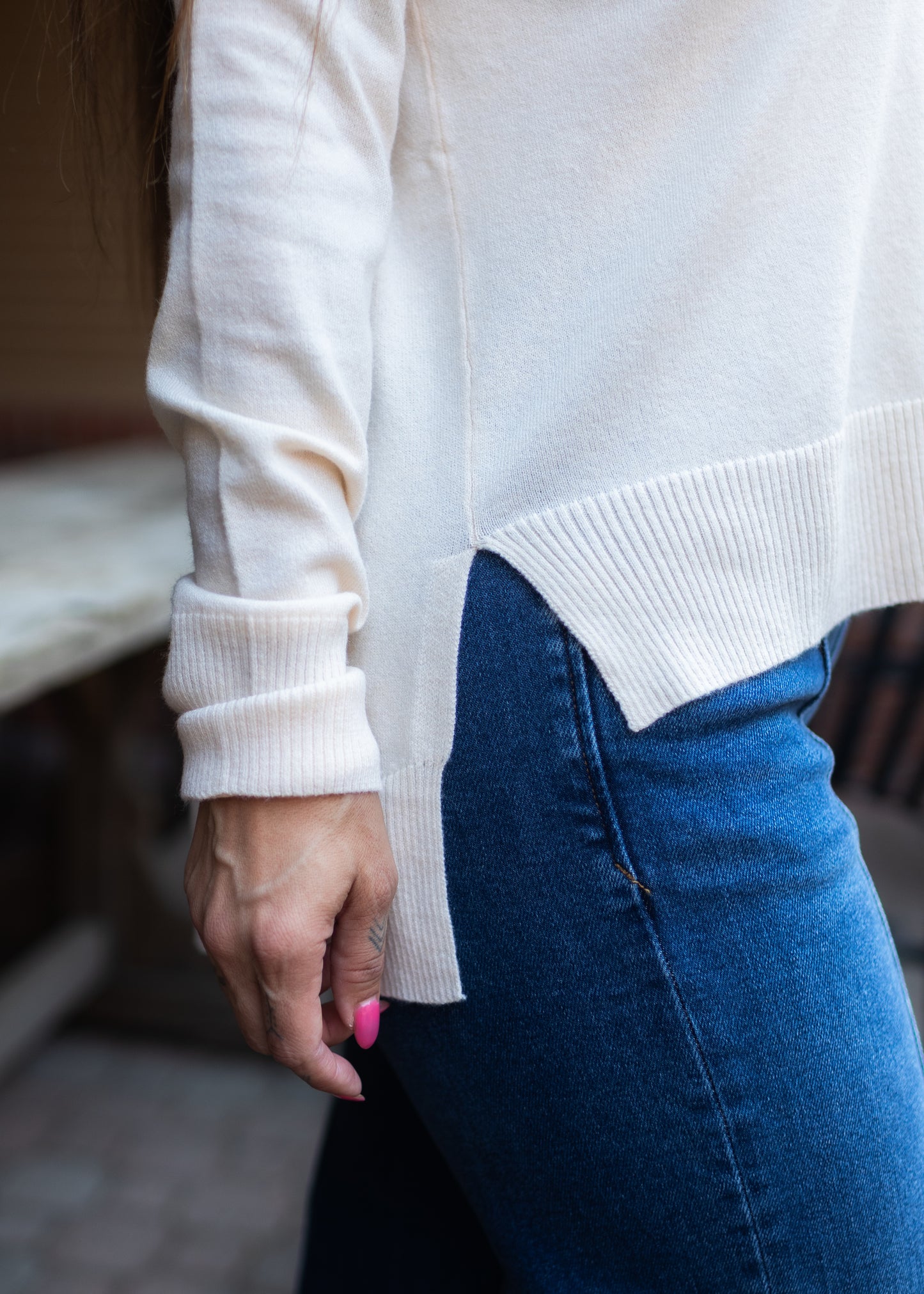 Wagner Crew Neck Sweater in Ecru | Kerisma