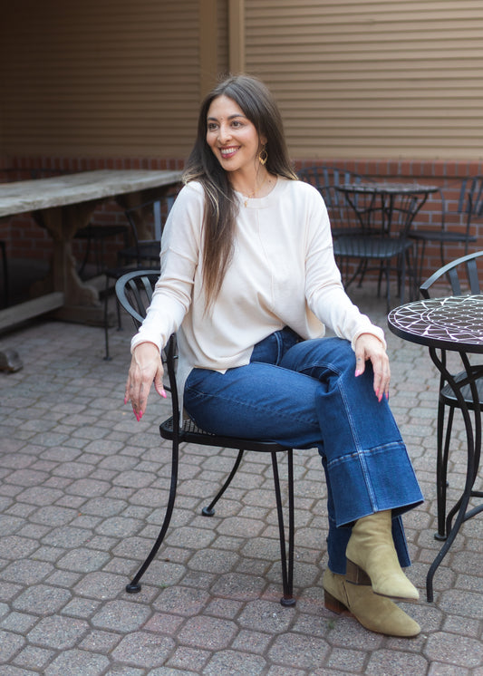 Wagner Crew Neck Sweater in Ecru | Kerisma