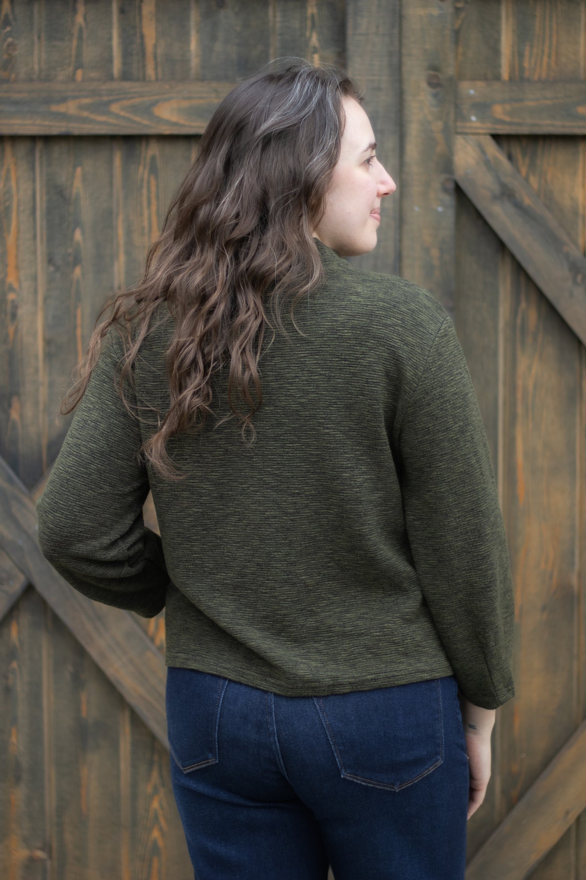 Crimped Mock Neck Top in Kelp | Cut•Loose