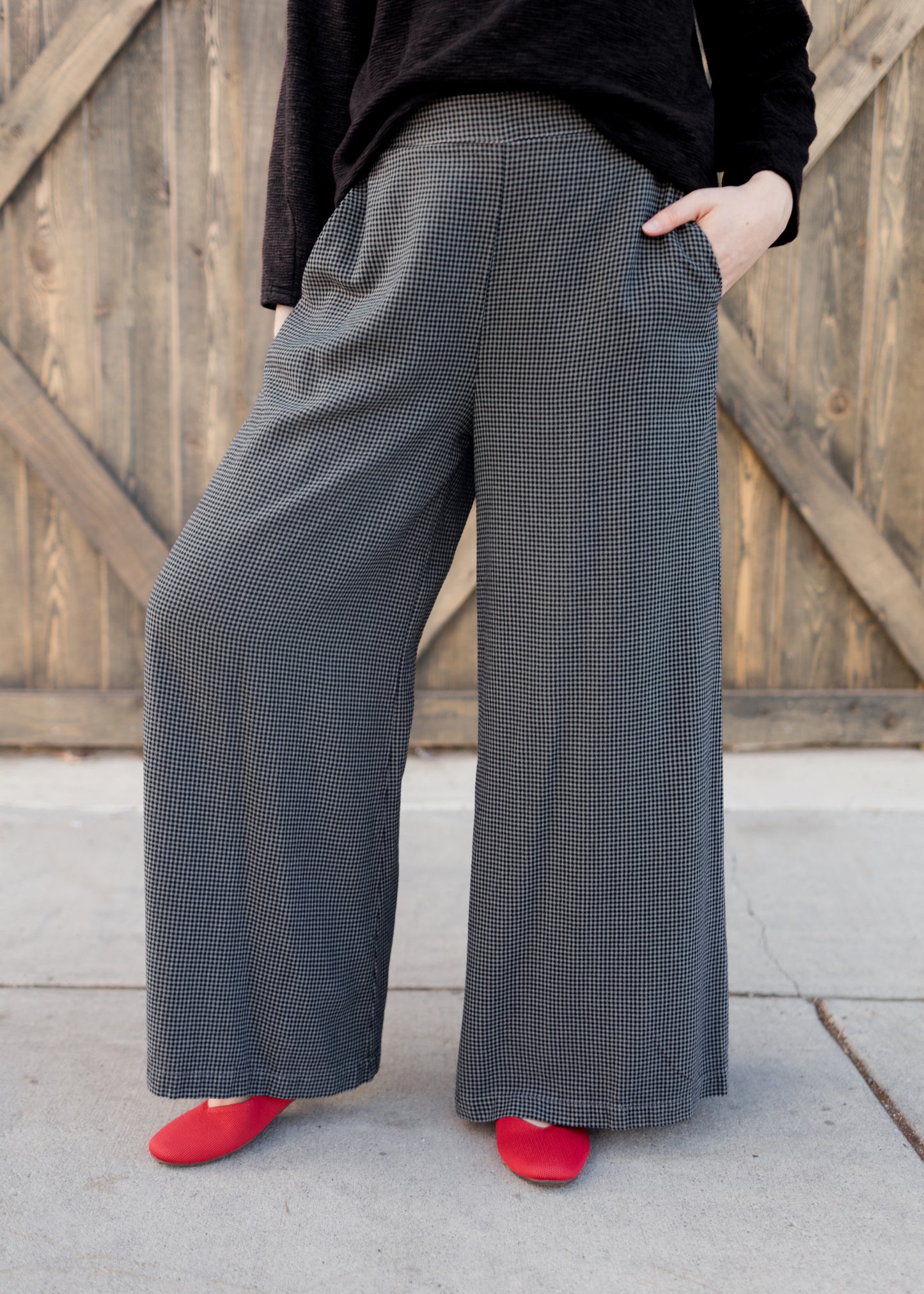 Mini Check Wide Leg Pant in Seal | Cut•Loose