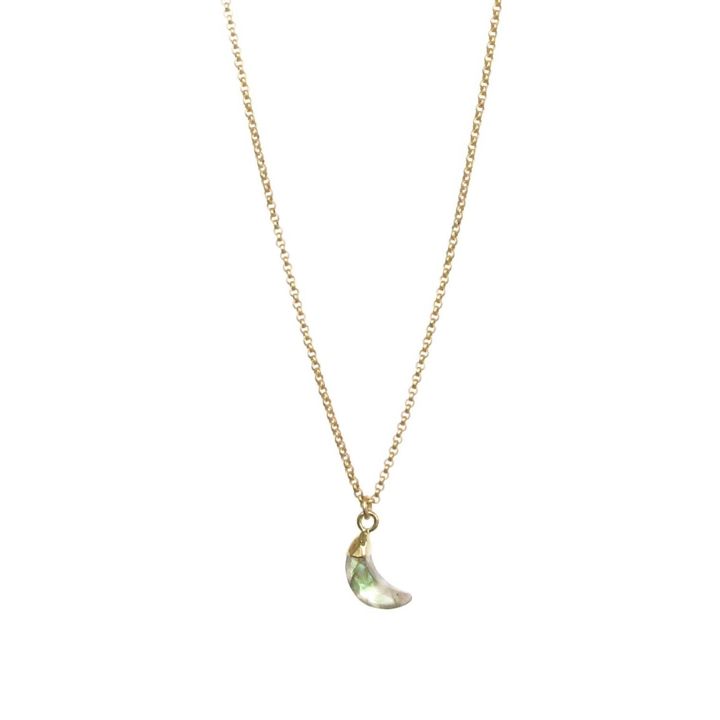 Gold Labradorite Crescent Necklace