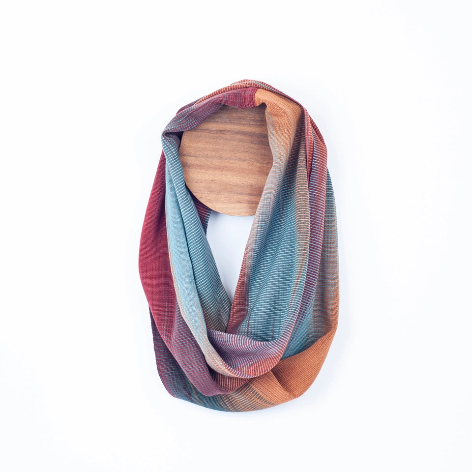 Handwoven Bamboo Infinity Scarf in Earthy Teal