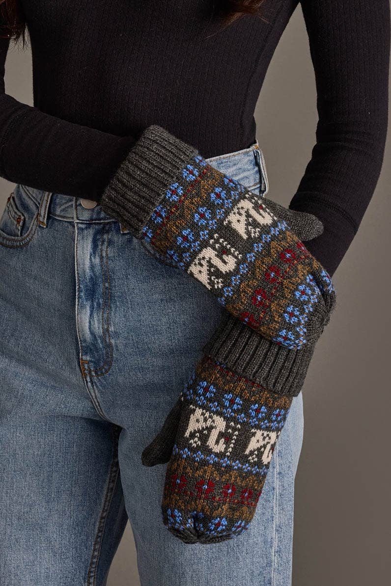 Gray Swan Pattern Mittens