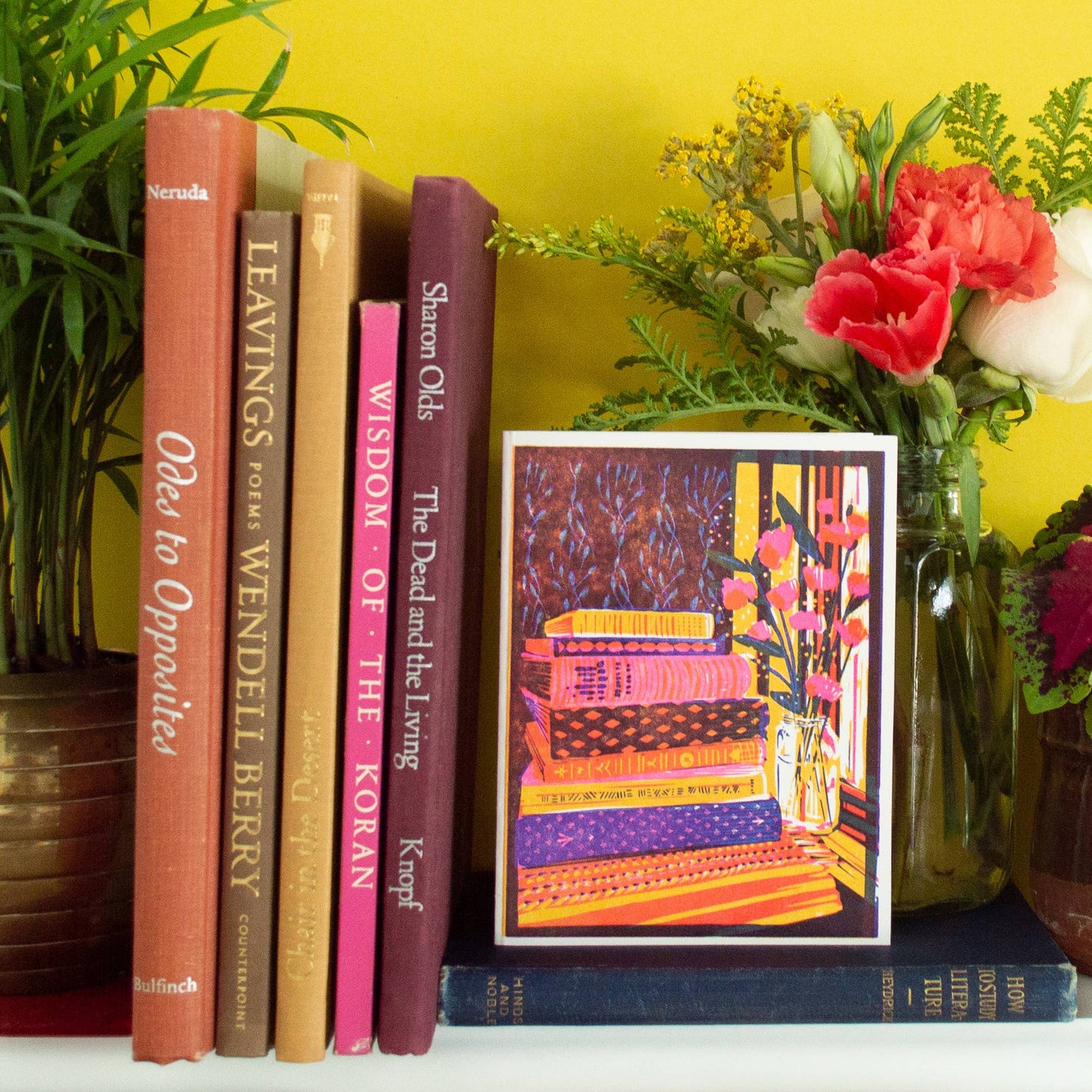 Books and Flowers Card