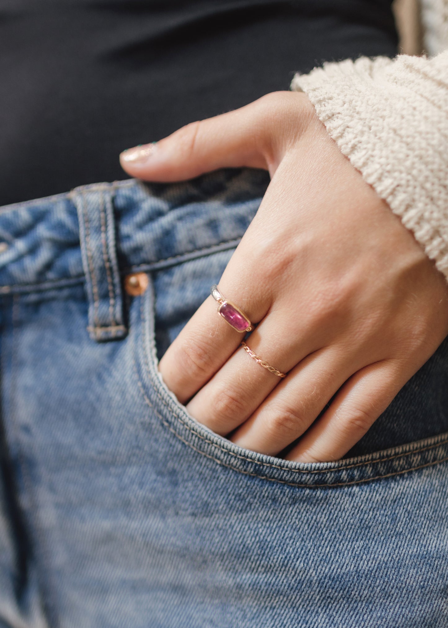 Pink Tourmaline Stacker Ring | Linda Blumel