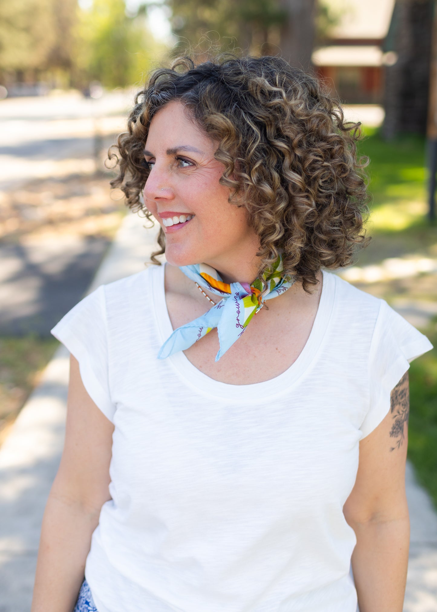 "Day by Day" Printed Silk Square Scarf