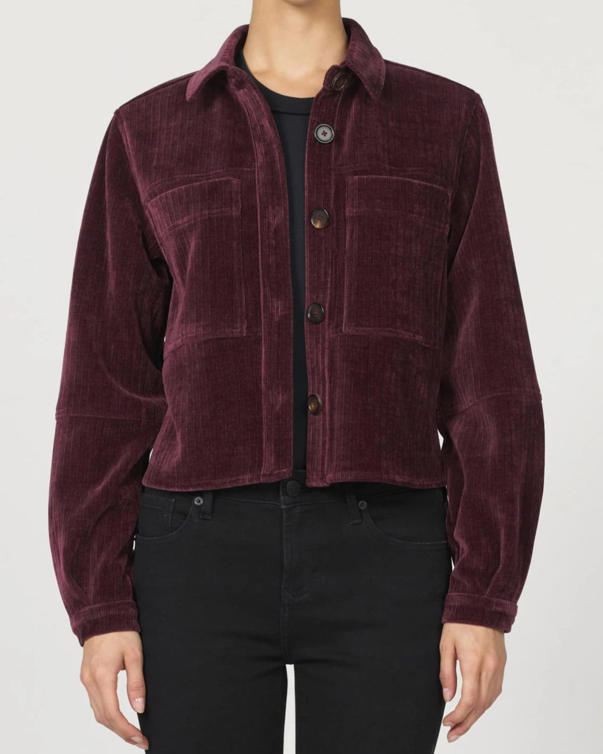 Gina Cropped Chenille Jacket in Fig | Dear John