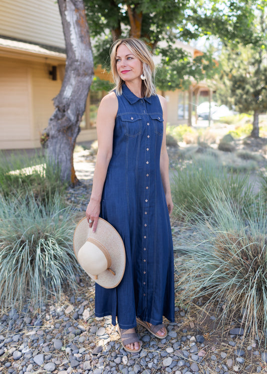 Sleeveless Button Maxi Dress | Liverpool
