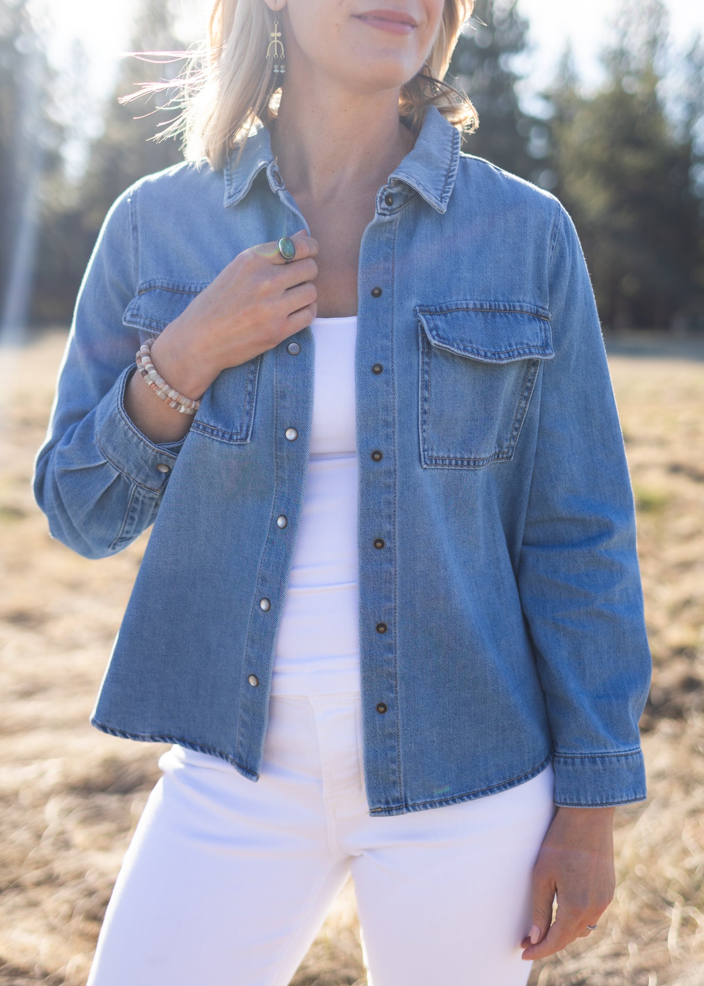 Denim Pocket Shirt in Laguna | Liverpool