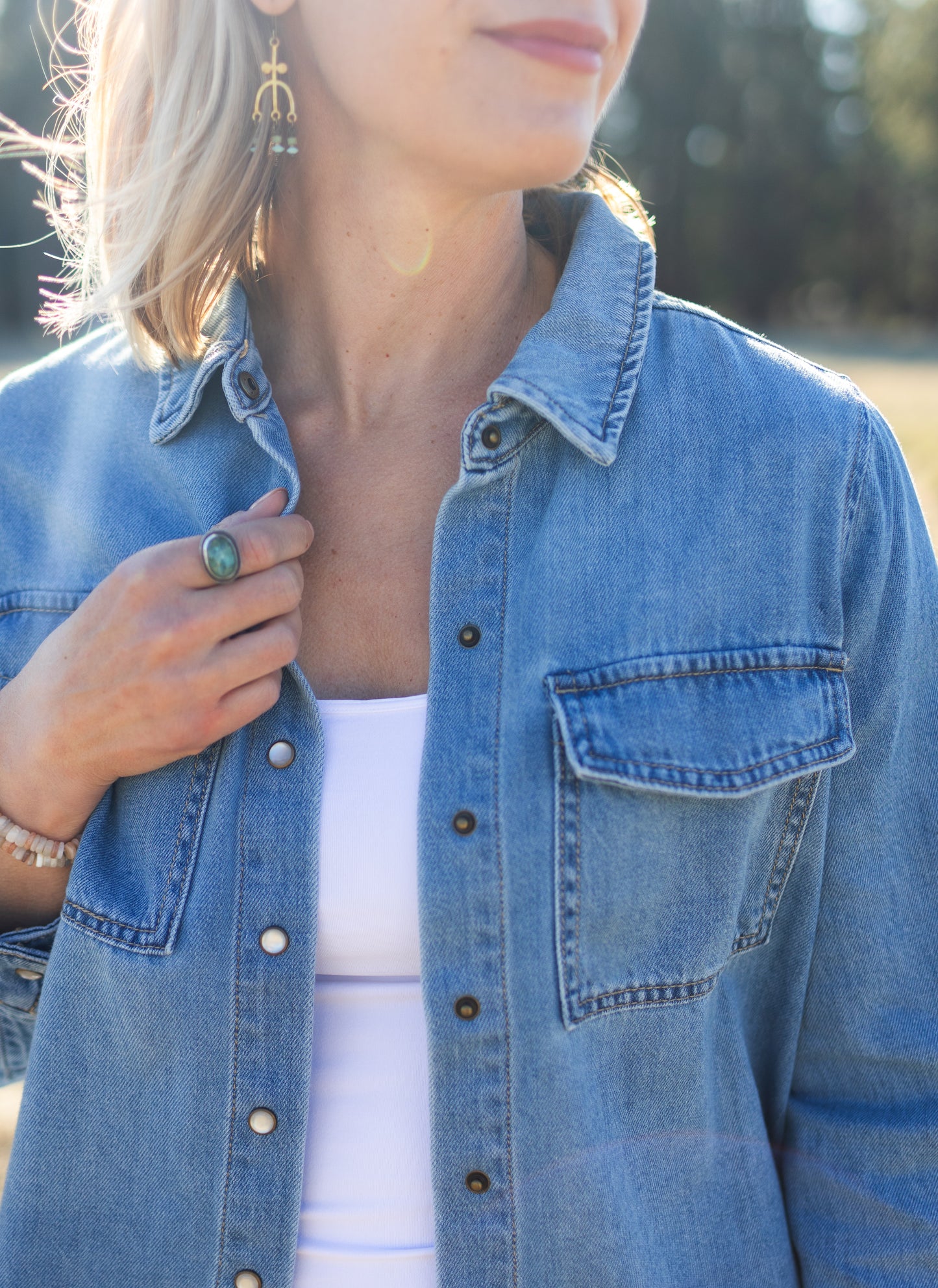 Denim Pocket Shirt in Laguna | Liverpool