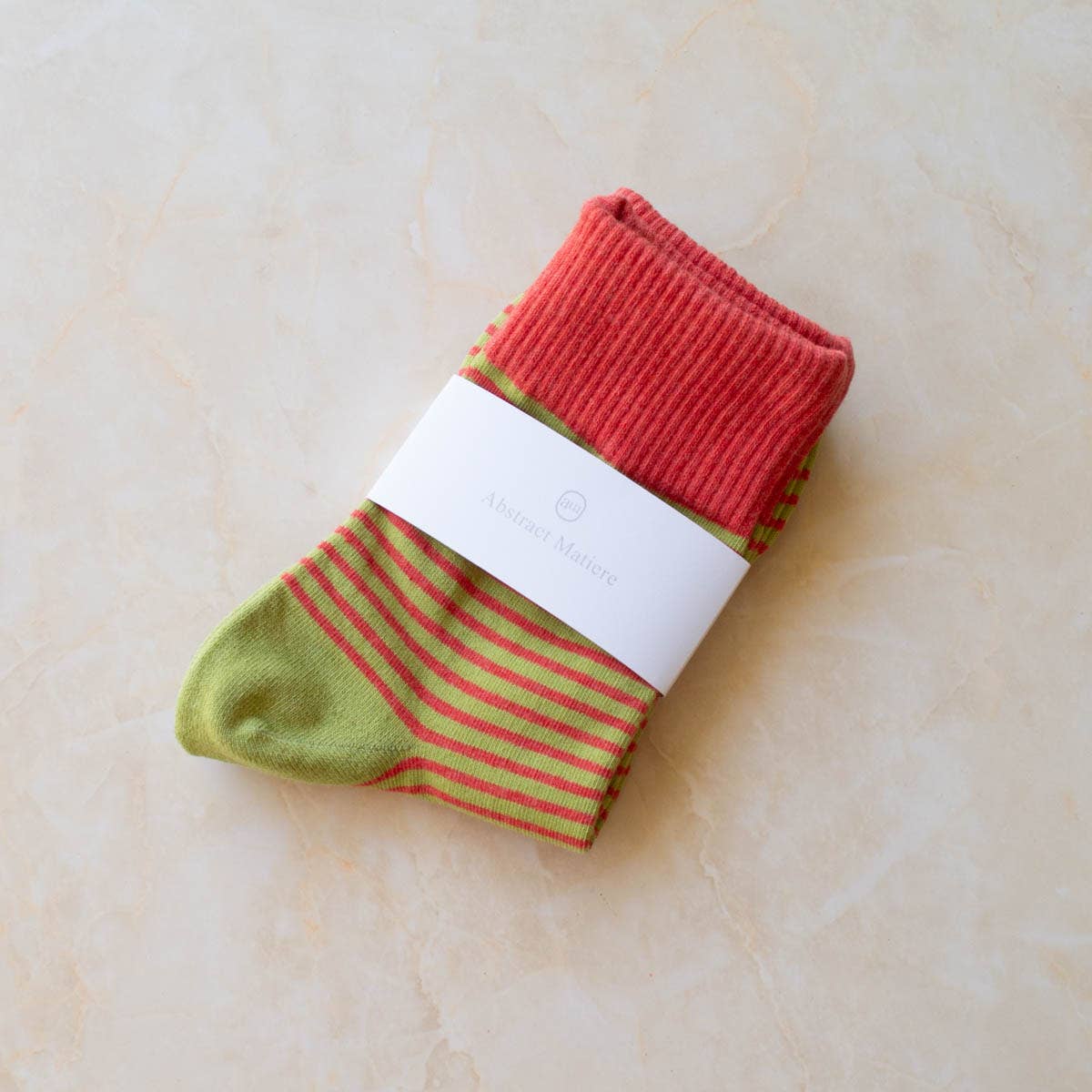 Coral & Green Striped Socks