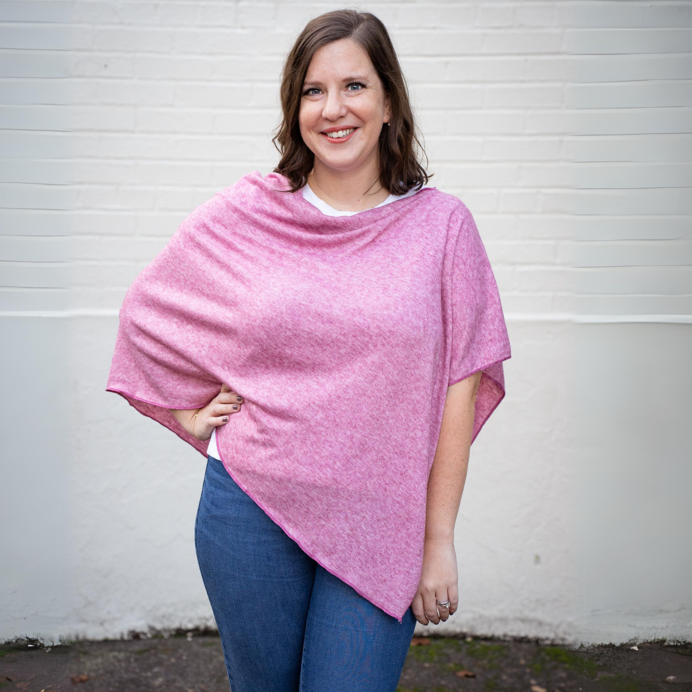 Meadow Knit Poncho in Raspberry