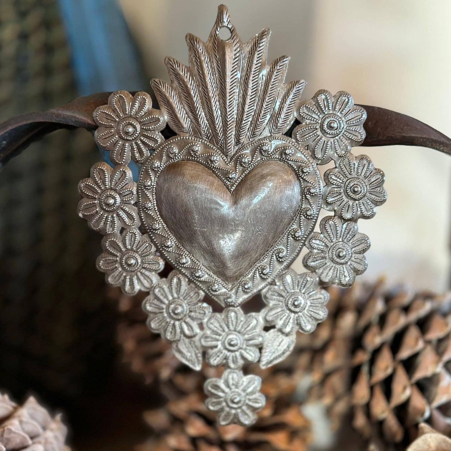 Metal Flaming Sacred Heart