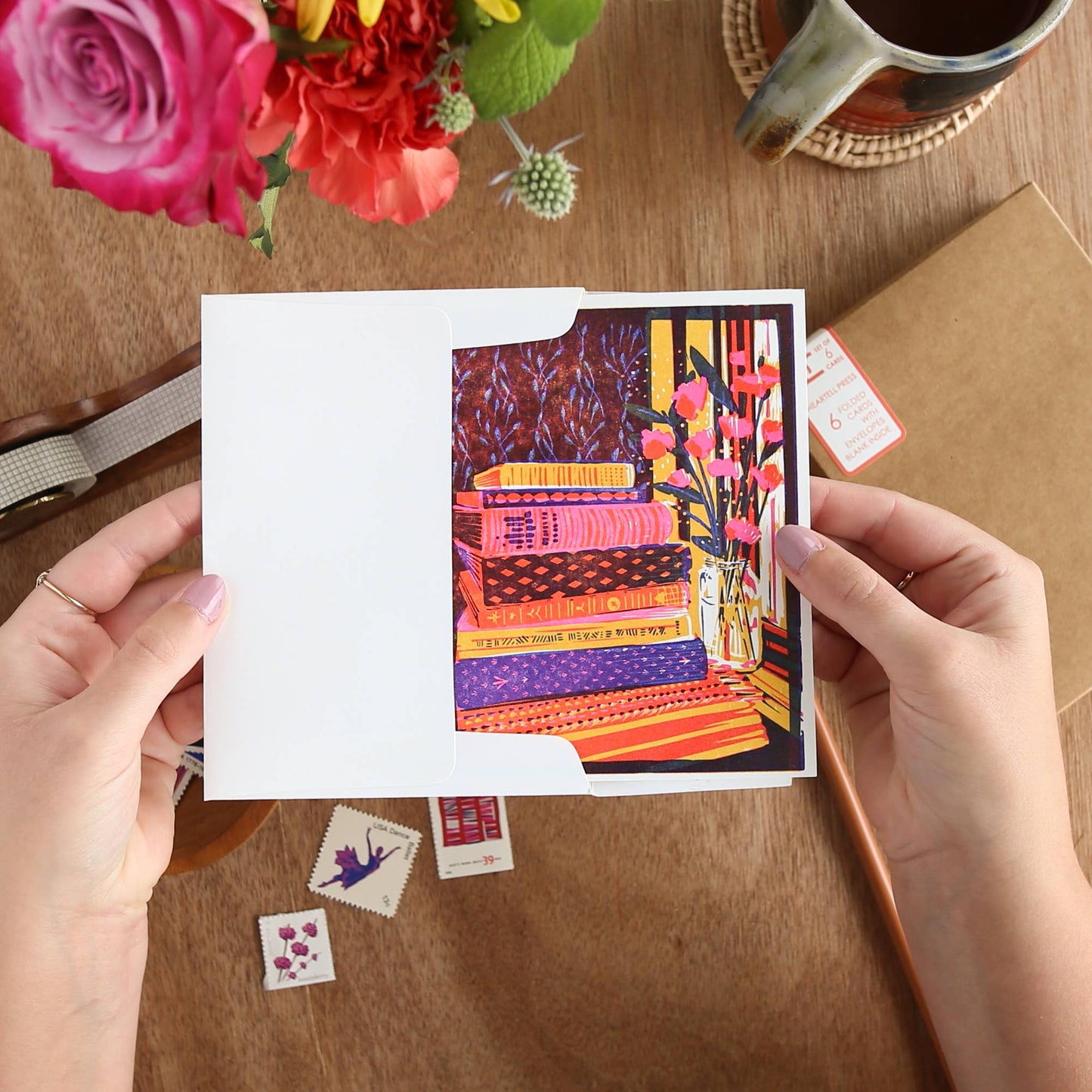 Books and Flowers Card