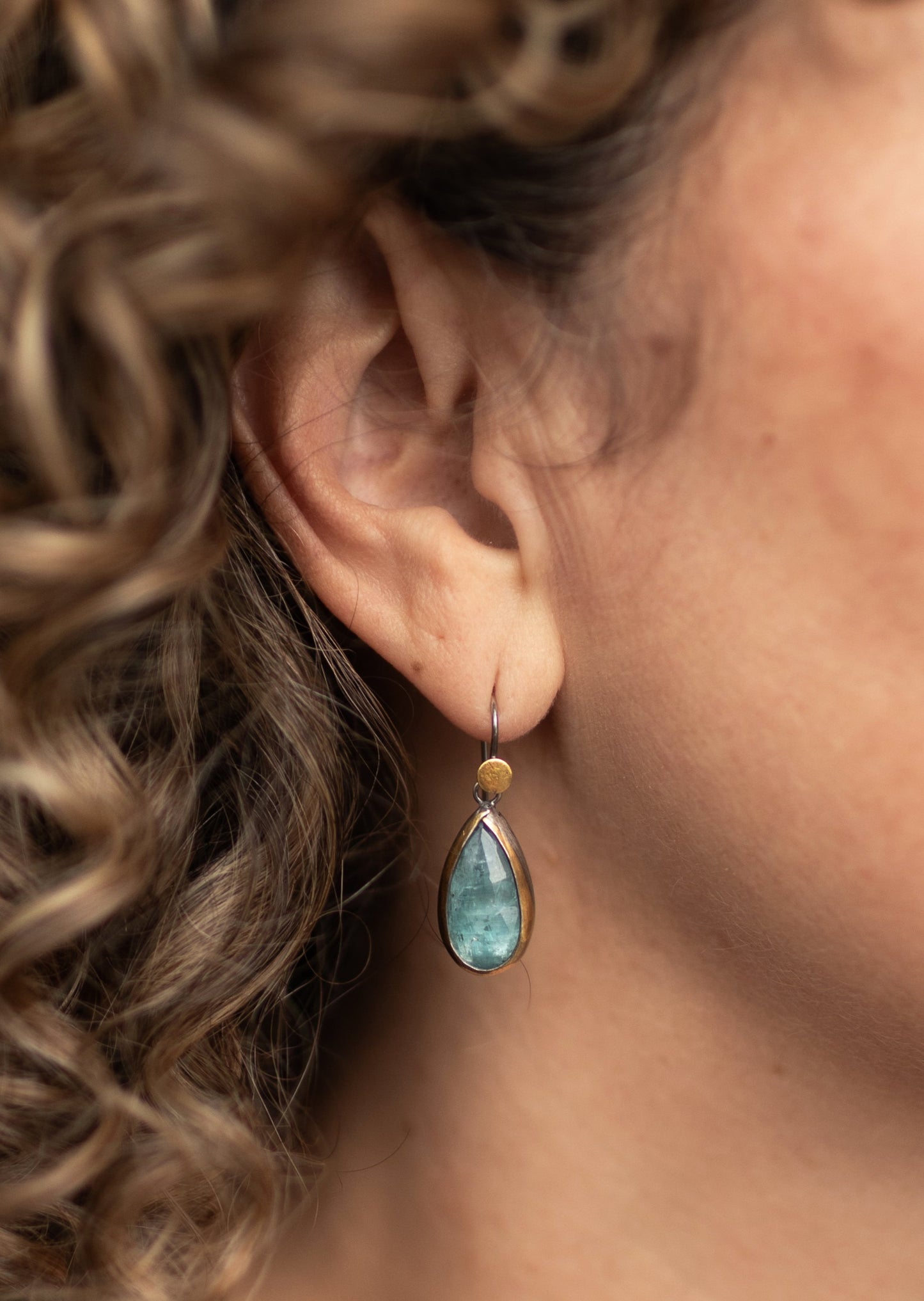 Sky Blue Kyanite Teardrop Fold Earrings | Austin Titus