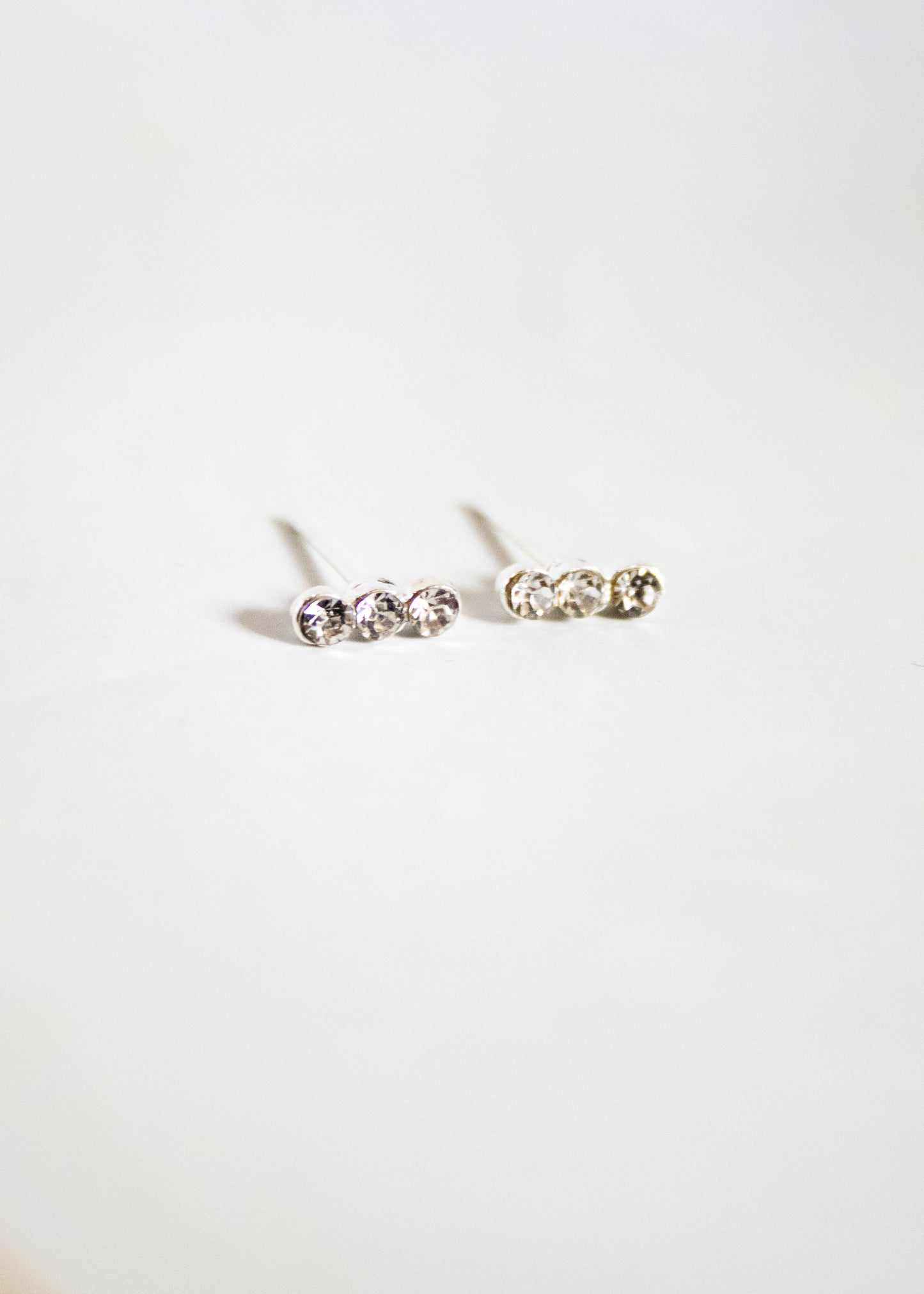 3 Sparkle Dot Silver Post Earrings