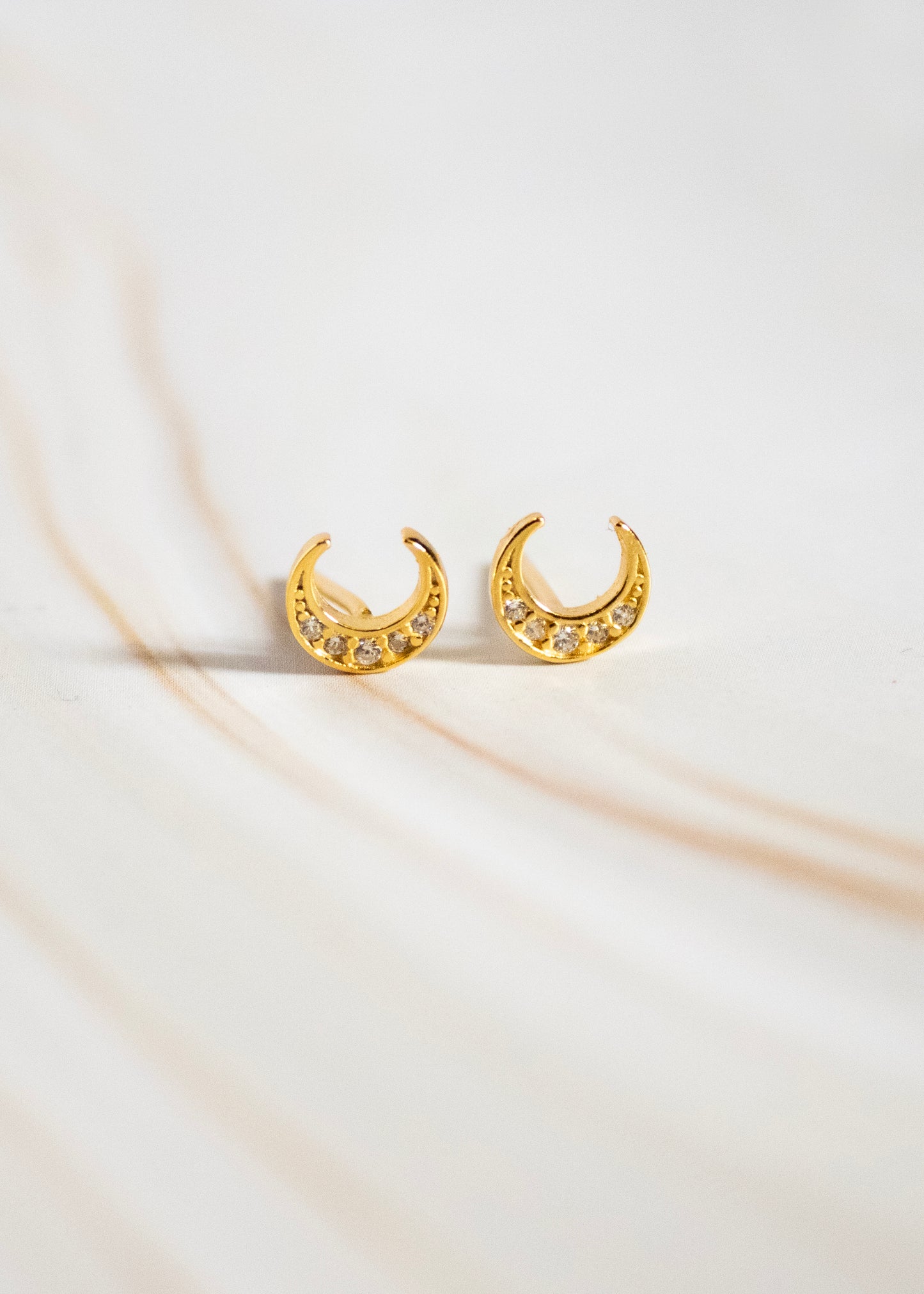Sparkle Moons Gold Post Earrings