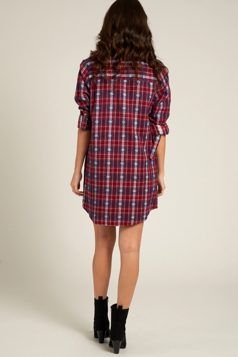 Plaid Shirt Dress in Red