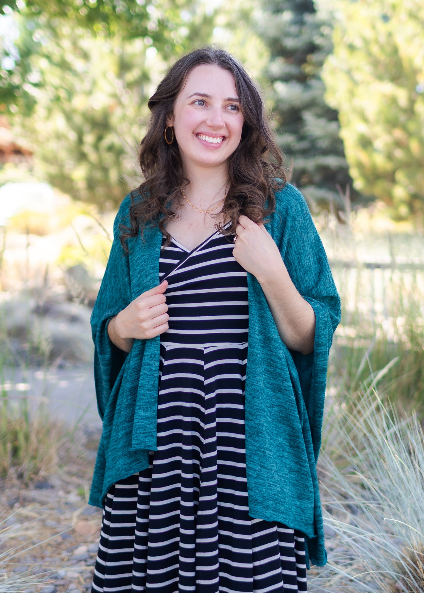 Heather Jersey Wrap in Teal