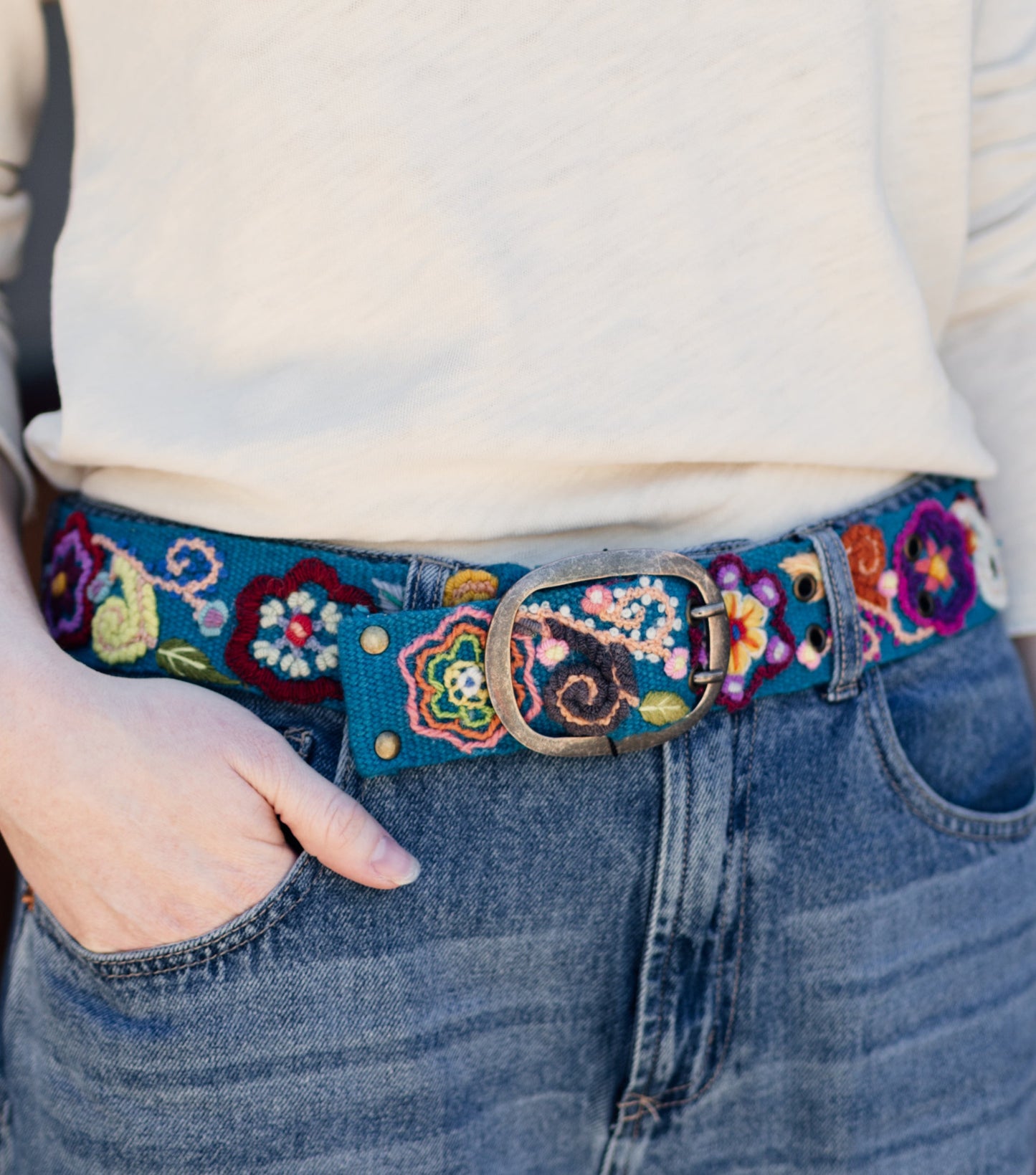 Happy Day Embroidered Belt