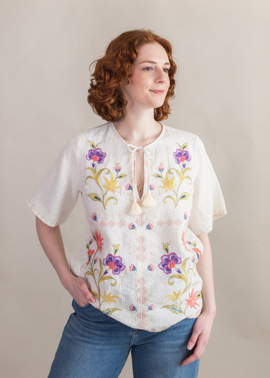 Calista Striped Blouse | Johnny Was