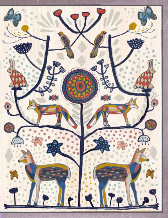 Forest Animals Folk Tree Card