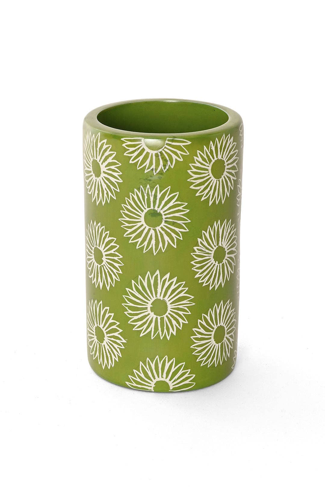 Green Blossom Soapstone Pen Cup Vase