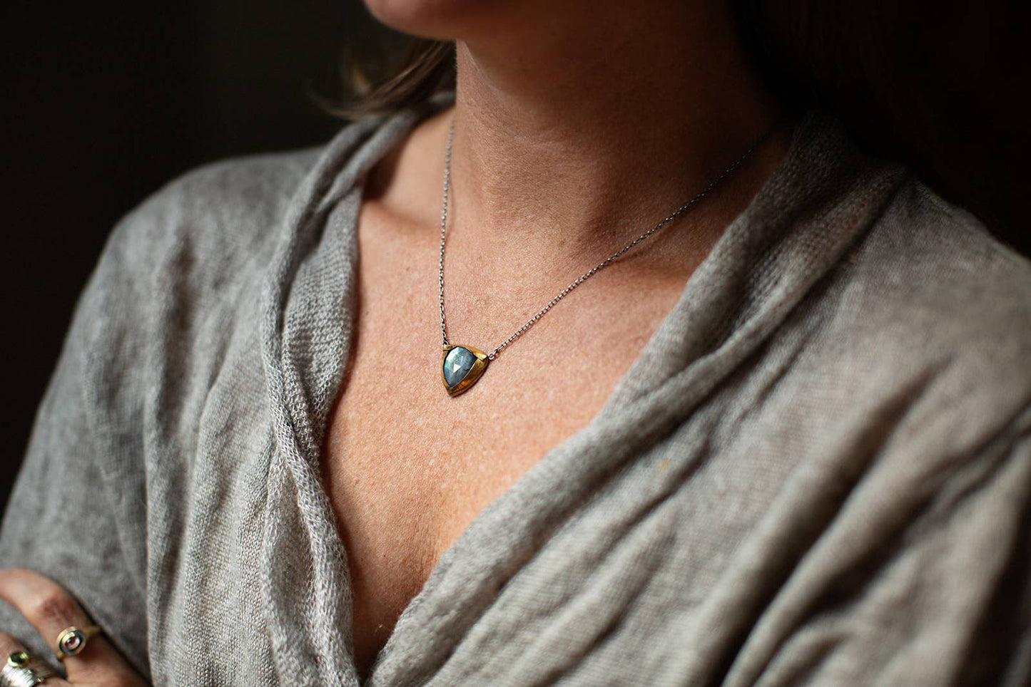 Triangle Labradorite Pendant Necklace | Austin Titus