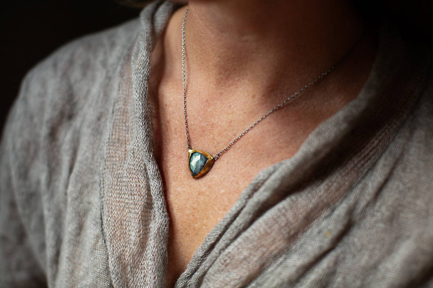 Triangle Labradorite Pendant Necklace | Austin Titus